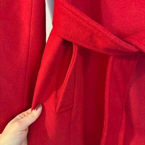 Calvin Klein bold red wool cashmere blend wrap peacoat size 10 - Picture 4 of 15